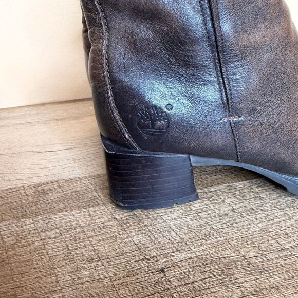 Timberland Leather Ankle Boots Shoes Side Zip Women's Brown Size US 6.5 - Picture 9 of 9
